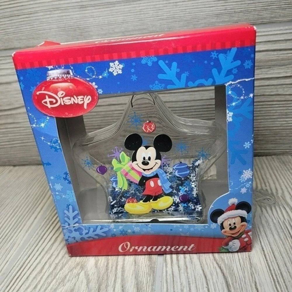 Disney Mickey Mouse‎ Christmas Ornament Clear Star Confetti Filled Holiday